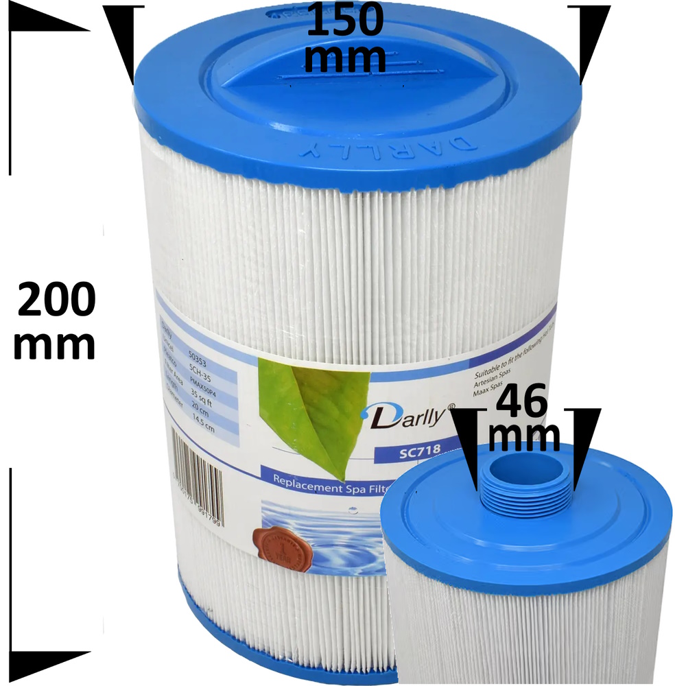 Spafilter Darlly SC718 med mått
