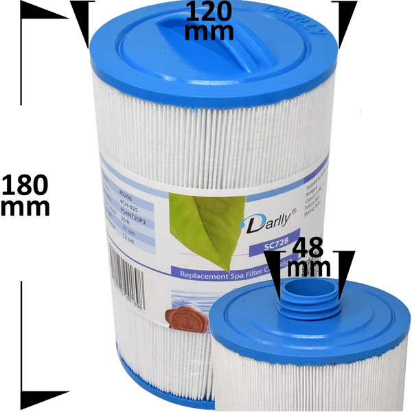 Spafilter Darlly SC728 med mått